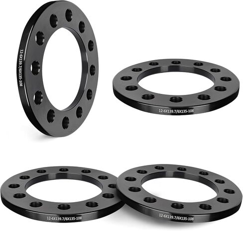 EVIL ENERGY 6x135 to 6x5.5 Wheel Spacers 1/2" (12mm) Compatible for 2001-2019 Silverado 1500, 6x135 mm/6x139.7 mm 6 Lugs 108mm Hub Bore Unequipped with Bolts Black, Not Hubcentric in Saudi Arabia