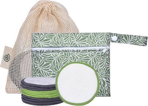 Greenzla Reusable Makeup Remover Pads (20 Pack) With a Washable Laundry Bag And Round Box for Storage, Eco-friendly Reusable Bamboo Cotton Pads For All Skin Types in Saudi Arabia