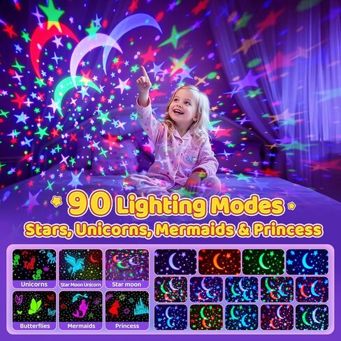 One Fire Kids Night Light Star Projector for Bedroom, 48 Colors+360° Rotating Night Lights for Kids with Bluetooth Speaker,Remote+Timer Star Light Projector for Bedroom, Night Light Projector for Kids in Saudi Arabia