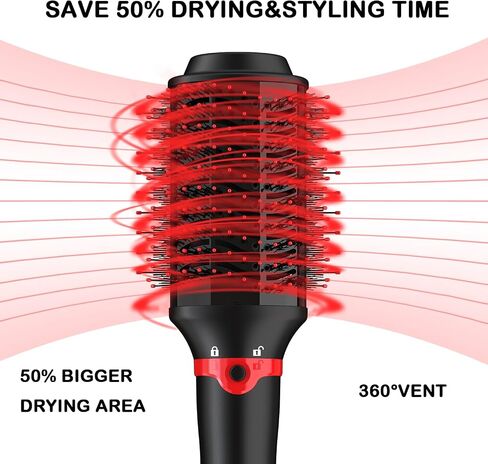 Hair Dryer Brush Blow Dryer Brush Salon Styler Hair Dryer and Volumizer with Three Interchangeable Barrels, Hot Air Brush Kit | Replacement Parts Orderable in Saudi Arabia