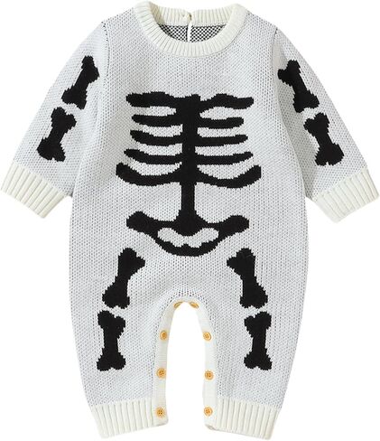 Baby Boy Girl Halloween Romper Newborn Knitted Jumpsuit One-Piece Coverall Fall Warm Halloween Clothes in Kuwait
