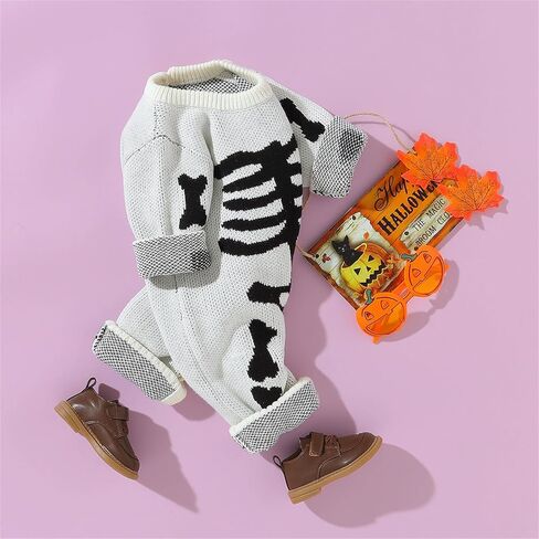Baby Boy Girl Halloween Romper Newborn Knitted Jumpsuit One-Piece Coverall Fall Warm Halloween Clothes in Kuwait