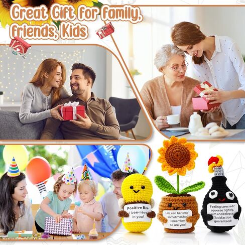 3 أجهزة كمبيوتر دمية كروشيه لطيف مع هدايا تقدير المعلم للبطاقة الإيجابية للبطاقة الصوف الناعم لعبة الحياك in Saudi Arabia
