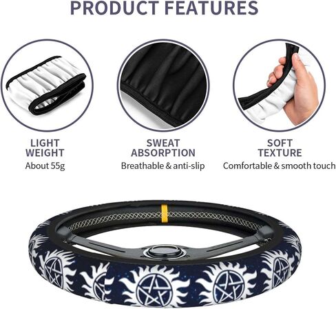 Supernatural Steering Wheel Cover for Women Men Anti-Slip Breathable and Sweat Absorption Universal Cute Steering Wheel Protector Car Accessories -034 in Kuwait