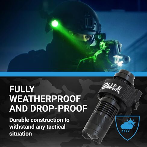 Life Mounts Tactical Rail Mount Flashlight - 3.5 in x 1.5 in, White LED - 1,000-Foot Beam & Multi-Mode Helmet Flashlight - 360-Degree Side Mount Helmet Lights - Weatherproof Design for Tactical Gear in Saudi Arabia
