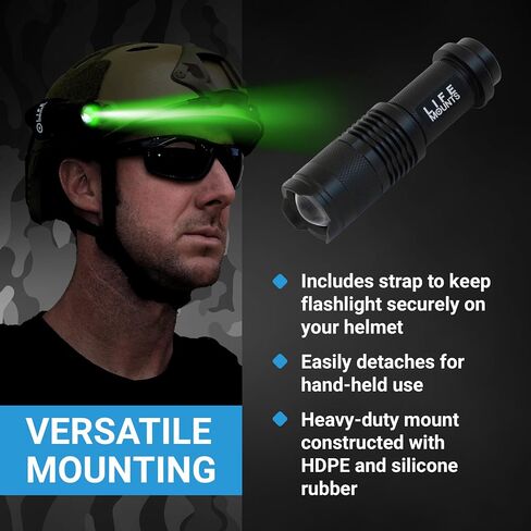 Life Mounts Tactical Rail Mount Flashlight - 3.5 in x 1.5 in, White LED - 1,000-Foot Beam & Multi-Mode Helmet Flashlight - 360-Degree Side Mount Helmet Lights - Weatherproof Design for Tactical Gear in Saudi Arabia