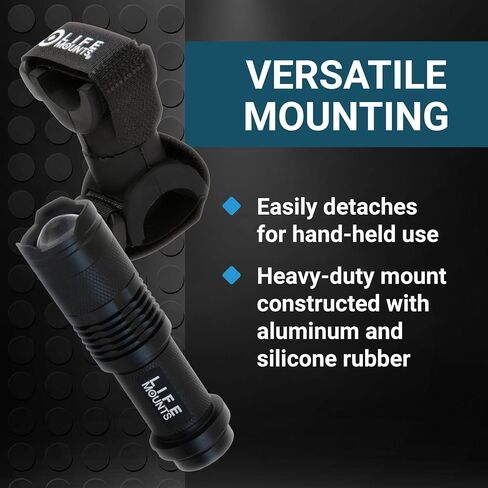Life Mounts Tactical Rail Mount Flashlight - 3.5 in x 1.5 in, White LED - 1,000-Foot Beam & Multi-Mode Helmet Flashlight - 360-Degree Side Mount Helmet Lights - Weatherproof Design for Tactical Gear in Saudi Arabia