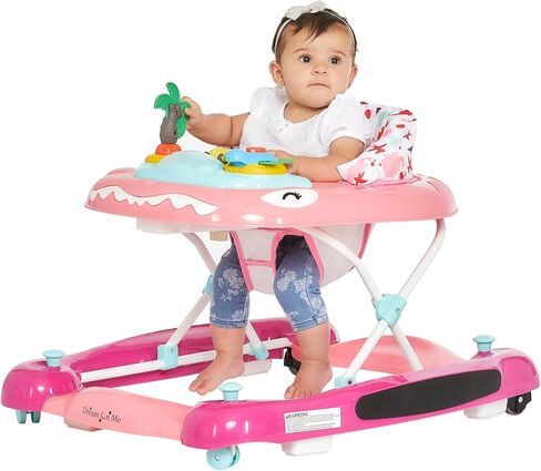 Dream On Me 2-in-1 Convertible Baby Steps Baby Walker in Pink, Adjustable Three Position Height Setting, Removable Tray, Easy to Fold and Store Baby Walker in Saudi Arabia