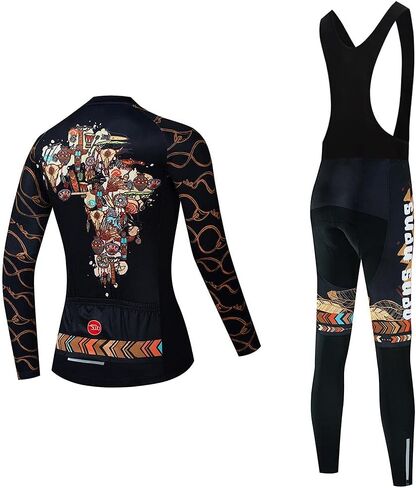 Women's Cycling Jersey Set Bike Shirt Long Sleeve Cycling Clothing Bicycle Bib Pants with Gel Padded in Saudi Arabia