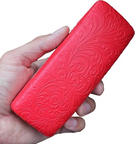 Women's Hard Eyeglass Shell Case with Floral Embossing – Premium PU Leather Glasses Hard Shell Red Purple Black Brown in Saudi Arabia