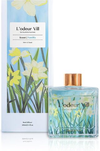 L'Odeur Vill Reed Diffuser Set/Vanilla/100ml/1 pack مع 8 قصب من القصب/موزع العطور المنزلية ، ناشر رائحة الزيت لرفع رف الحمام in Kuwait