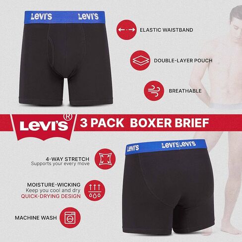 Levi's Boxer Briefs for Men, Cotton Stretch Breathable Men's Underwear in Saudi Arabia