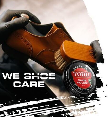 TODD Prestige Shoe Polish BLACK High Gloss with Carnauba Wax | Shine and Protect for Leather Shoes, Boots, Bags | Metal Tin | 50ml in Saudi Arabia
