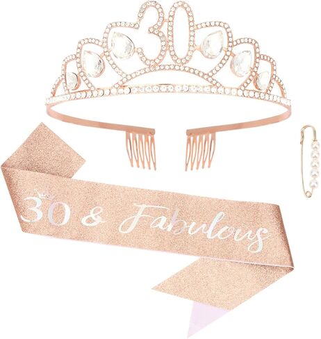 Ondder Rose Gold Birthday Sash و Crown Tiara للنساء عيد ميلاد تاج و Crown للنساء in Kuwait