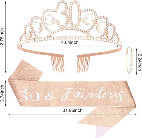 Ondder Rose Gold Birthday Sash و Crown Tiara للنساء عيد ميلاد تاج و Crown للنساء in Kuwait