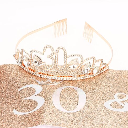 Ondder Rose Gold Birthday Sash و Crown Tiara للنساء عيد ميلاد تاج و Crown للنساء in Kuwait