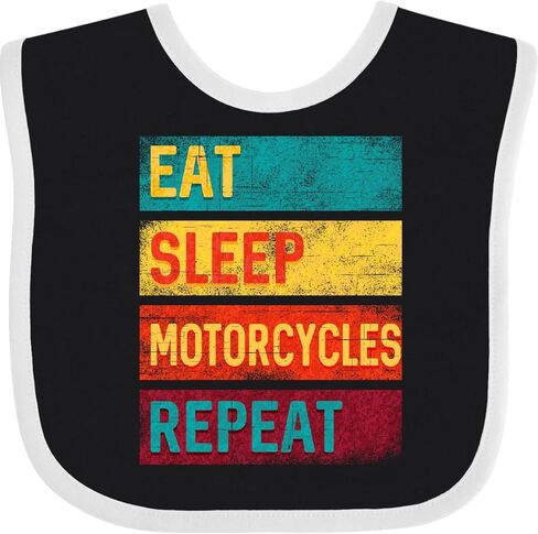 inktastic Eat Sleep Motorcycles Repeat Baby Bib in Saudi Arabia