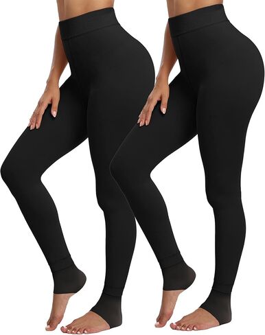 CHRLEISURE Women's Fleece Lined Tights - Fake Sheer Warm Pantyhose Thick Winter Leggings in Kuwait