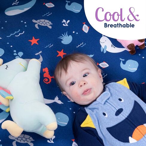GROW WILD Crib Sheets for Boys (3 Pack), Baby Crib Sheets Soft & Fitted, Crib Mattress Sheet or Toddler Bed Sheets | Crib Sheet Ocean Whale Turtle in Saudi Arabia