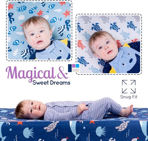GROW WILD Crib Sheets for Boys (3 Pack), Baby Crib Sheets Soft & Fitted, Crib Mattress Sheet or Toddler Bed Sheets | Crib Sheet Ocean Whale Turtle in Saudi Arabia