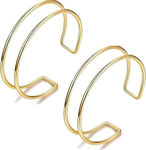 2pcs مجوهرات الكفة الذهبية للنساء للنساء سوار الذراع العلوي سوار مفتوح سوار الكفة القابلة للتعديل مجوهرات قابلة للتكدي in Kuwait