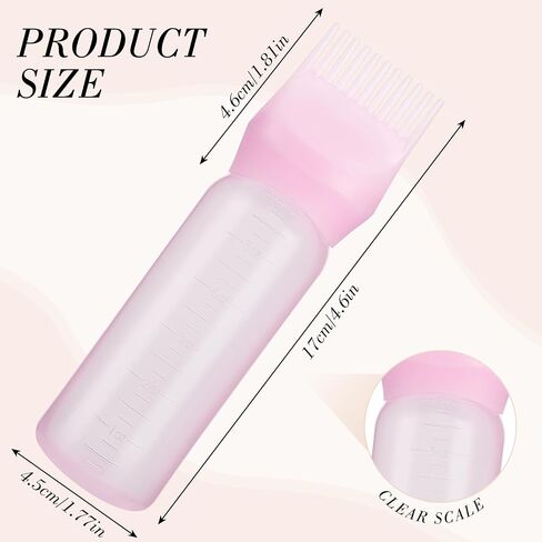 Root Comb Applicator Bottle 6 Ounce Applicator Bottle for Hair Dye 3 Pack Hair Oil Applicator with Graduated Scale(Pink, Purple, White) in Saudi Arabia