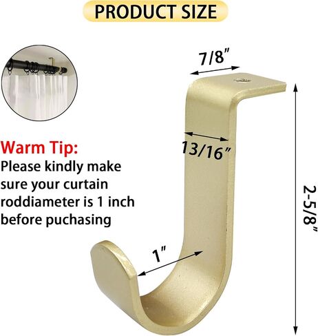 Curtain Rod Brackets for Ceiling-Mounted, Drapery Rod Holder for 1"Diameter Rod, Set of 2,Gold in Saudi Arabia