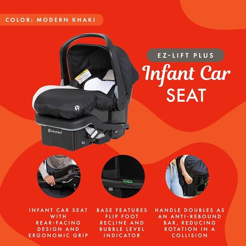 Baby Trend EZ-Lift 35 Plus Ergonomic Lightweight Rear-Facing Infant Car Seat with Multi-Position Base and Cozy Cover, Modern Khaki in Saudi Arabia