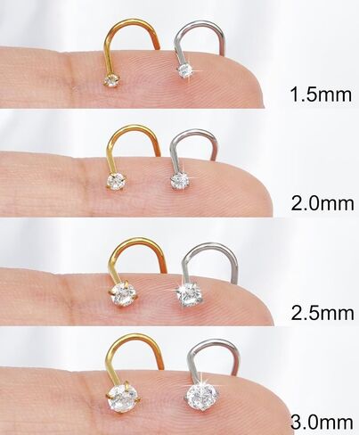 أزرار حلقات الأنف مجموعة للنساء الرجال: 8pcs 20g الذهب/الفضة 316L لجراحة الفولاذ المقاوم للصدأ أنف الأزرار hypoallergenic أنف ثقب المجوهر in Kuwait
