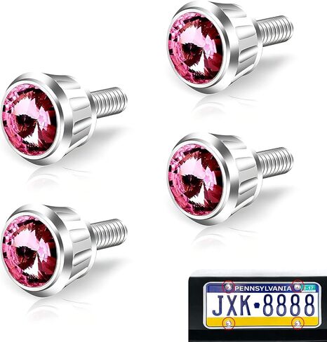 4 PCS CAR CAR LICK PLART KIT ، CAP LAMINESTONE LICKENT CAP ، مزيج مسامير لوحة ترخيص الألومنيوم ، Universal لمعظم السيارات (أبيض) in Kuwait