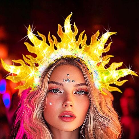 Light Up Flame Headband Glowing LED Fire Hair Band Festival Party Costume Hair Accessories for Women in Saudi Arabia