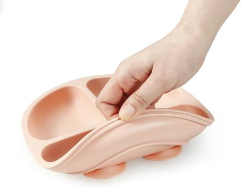 PandaEar Suction Plates for Baby, 3 Pack Silicone Plates & Spoons for Baby Toddlers Infant Kids, Divided Toddler Suction Plate Baby Dish Set, Non-Slip, Non-Toxic, BPA Free in Kuwait