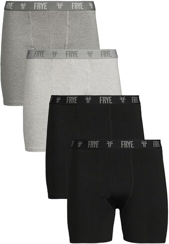 ملخصات ملاكم Frey Mens 4-Pack ، ملخصات SPANDEX-COTTON BOXER مع حزام الشعار ، والقطن الداخلي للرجال. in Kuwait