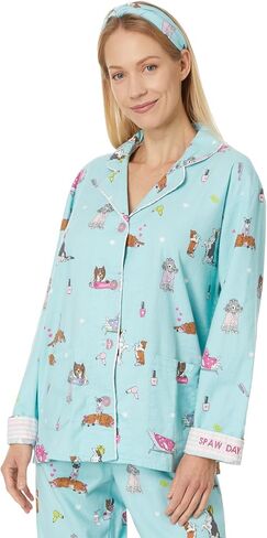 PJ Salvage Women's Flannel Pajama Set with Headband in Saudi Arabia