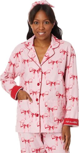 PJ Salvage Women's Flannel Pajama Set with Headband in Saudi Arabia
