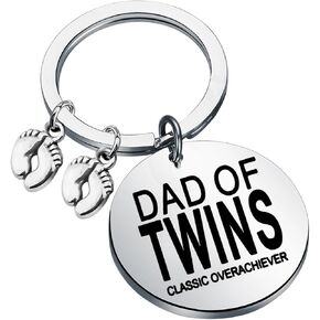 KUIYAI Fathers Day Gift Best Bound Dad Gift Parenting Gift Pregnancy Reveal Gift Dad of Twins Classic Overachiever Keychain