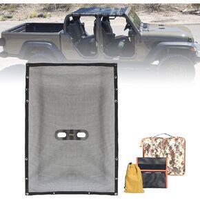 Goldfire Top Sunshade Mesh for Jeep Gladiator JT 2018-2023 4-أبواب طراز فقط غلاف سقف Soft Sun Sun Soff الخلفي والخلفي من قطعة واحدة ، Jeep Gladiator JT (أسود)
