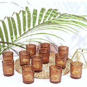 4 PCS الزجاج الأزرق حاملي الشموع النذرية ، حاملي شموع Tealight للحصول على القطع المركزية على الطاولة ، حامل الشمعة عتيقة ، زفاف بوهو ، المنزل ، دش الزفاف ، ديكور طاولة حفلة عيد ميلاد (أزرق)
