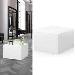 Cube Display Pedestal Stand for Bridal Shop, Square White Display Risers Columns, Party Event Decor Platform Base Tables for Boutiques Wedding Birthday Party Exhibition (15.7*15.7*23.6in)