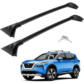 Roof Rack Cross Bars 260LBS Compatible with Nissan Rogue 2021 2022 2023 2024 SV SL Platinum (with Flush Roof Rails), Heavy Duty Lockable Crossbars Rooftop Black Cargo Bike Luggage Carrier