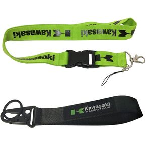 Ewein 1pc Lanyard + 1pc wristlet keychain key -key key ring المطرزة شعار دراجة نارية Superbike Motorrad Motordport Scooter Car Suv House Keys chain Office ID idcer accessories تعمل مع Kawasaki