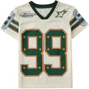 Boys Girls Jersey Shirts Y2k Number 99 Graphic Tee Short Sleeve V Neck T-Shirt Kids Football Jersey Summer Tops