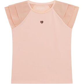 GUESS Girls' Short Sleeve T-Shirt with Chiffon Detail