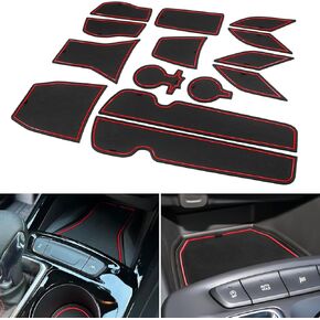 for 2025 Chevy Trax Accessories - for 2024 2025 Chevrolet Trax (LS,1RS,LT,2RS,ACTIV) Cup Holder Inserts Door Slot Mat Compartment Center Console Liners (14 Pcs, Red Trim)