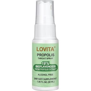 Lovita Propolis Throat Spray, 18% Bioflavonoids, Sore Throat Relief, Alcohol-Free, Gentle and Tasty, 1 Fl Oz