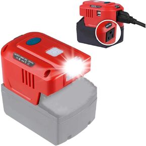 150 واط عاكس الطاقة لبطارية MILWAUKEE 18V M18 ، DC 18V إلى AC 110 ~ 120V ، مصدر طاقة محمول مع مخرج AC ومولد عاكس مصباح USB+200LM مزدوج