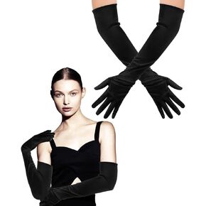 Long Gloves Women Formal, Tea Party Long Satin Elbow Length Opera Princess Gloves for Wedding Prom