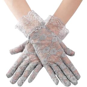 Lace Gloves Women Tea Party Elegant Short Vintage Summer Glove for Dressy Women Wedding Party