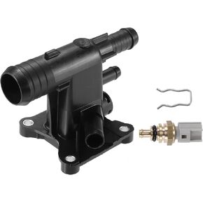 X AUTOHAUX Engine Coolant Water Outlet Connect Adapter w/Temp Sensor for Ford 2.0 EcoBoost for Ford Edge Explorer Escape Focus for Land Rover Discovery NO. CJ5E8K556BB/LR038758/LR025564