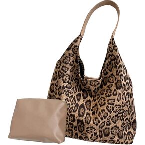 Suede Bags for Women Leopard Print Suede Tote Bag,Suede Shoulder Bag,Womens Hobo Handbag,Slouchy Bags